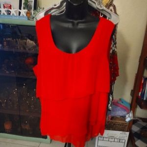Red ruffle tiered tank